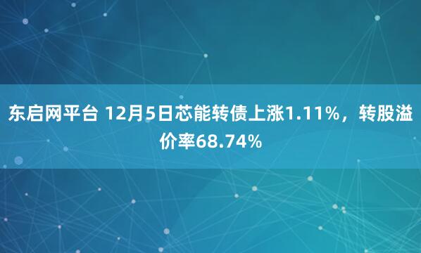 东启网平台 12月5日芯能转债上涨1.11%,转股溢价率68.74%