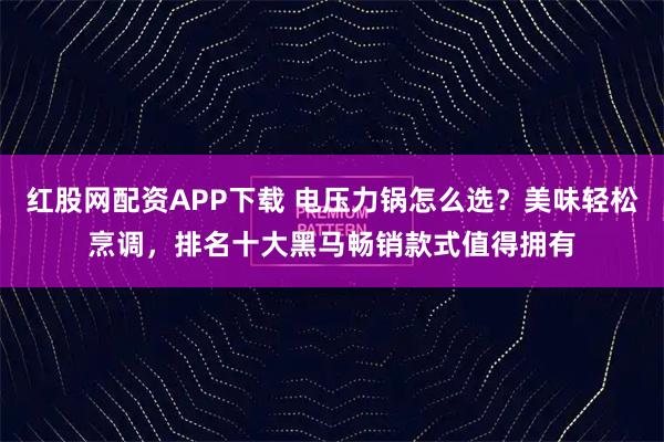 红股网配资APP下载 电压力锅怎么选?美味轻松烹调,排名十大黑马畅销款式值得拥有